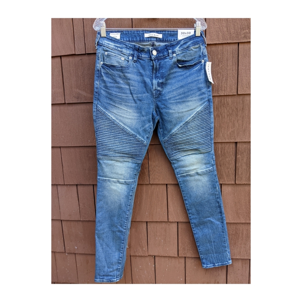 NWT PacSun biker stacked skinny blue jeans 30x30